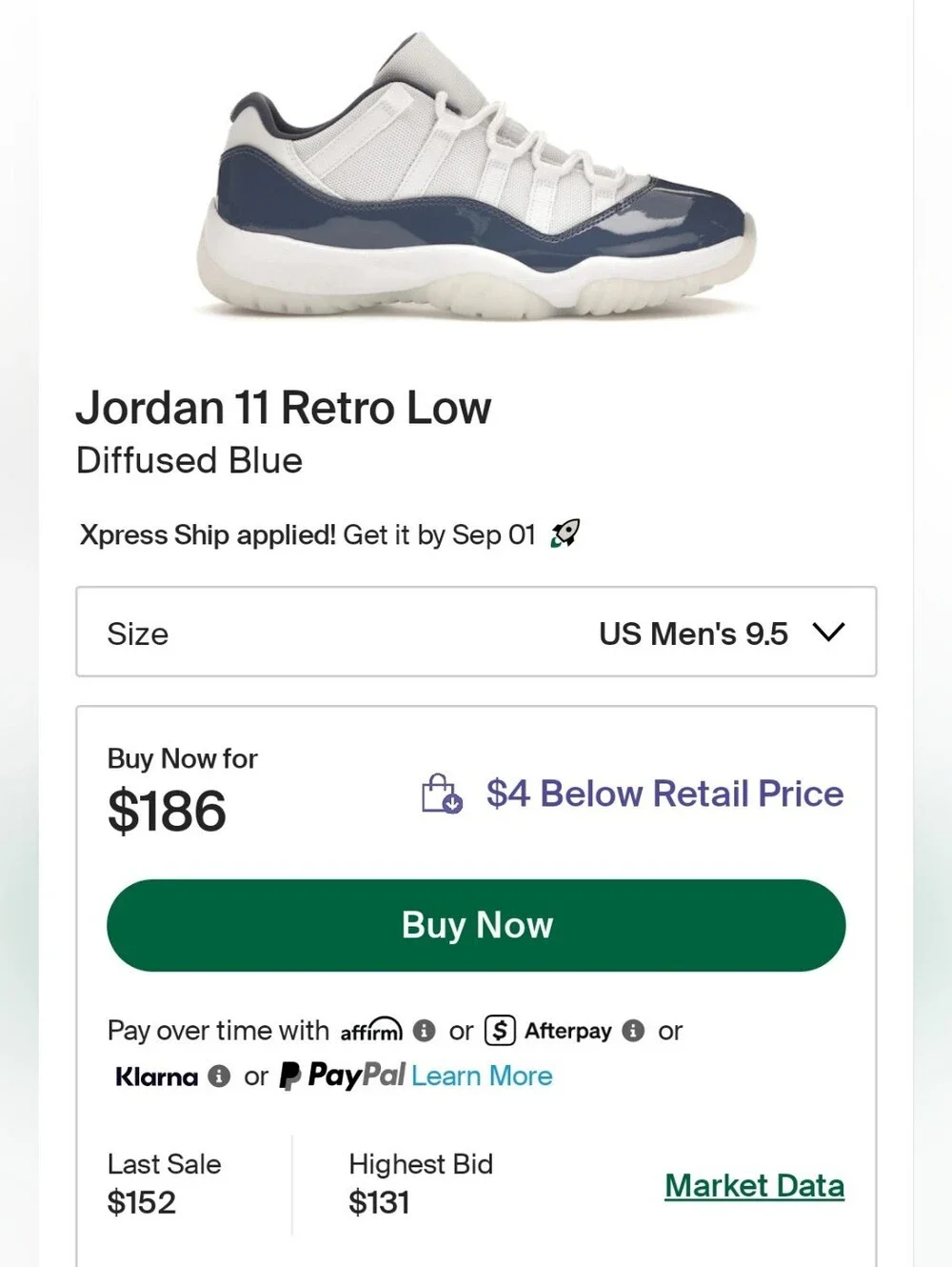 Jordan 11 Retro Low Sneakers Diffused Blue